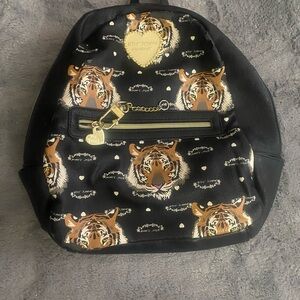 Betsey Johnson Black and Gold Tiger Print Backpack
